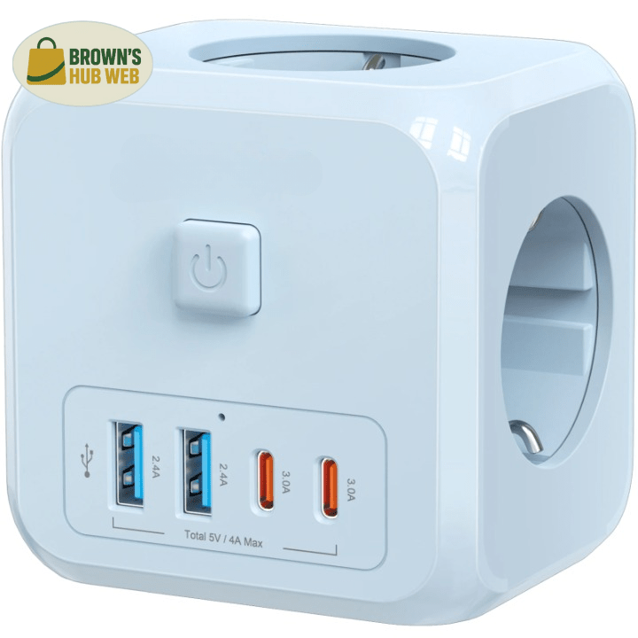 Brown's Hub Web™ Cubo di alimentazione 7-in-1 EU con 3 prese AC e 4 porte USB