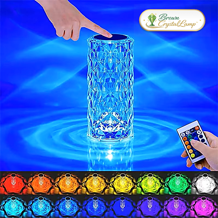 BrownCrystalLamp™ – Lampada Cristallo Rosa RGB Ricaricabile con Touch - Brown's Hub Web