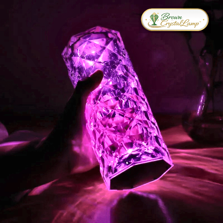 BrownCrystalLamp™ – Lampada Cristallo Rosa RGB Ricaricabile con Touch - Brown's Hub Web