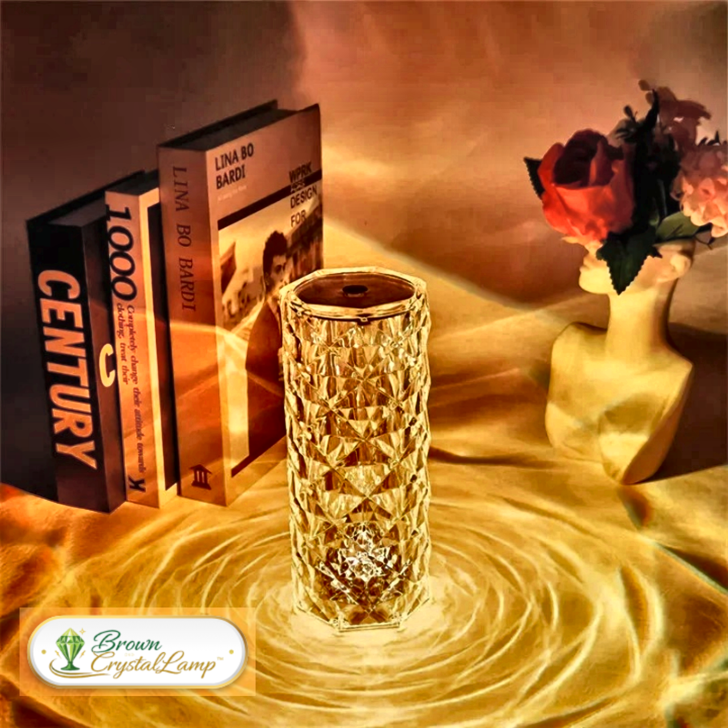 BrownCrystalLamp™ – Lampada Cristallo Rosa RGB Ricaricabile con Touch - Brown's Hub Web