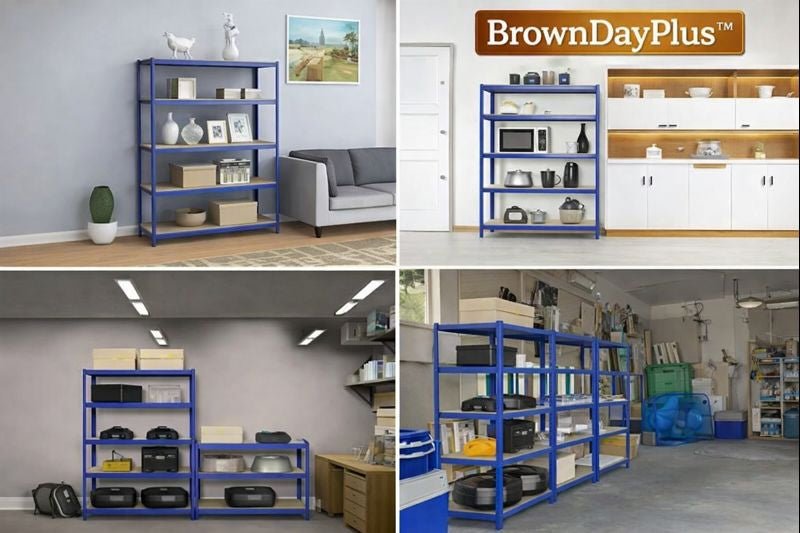 BrownDayPlus™ Scaffale Heavy Duty 5 Ripiani – Senza Bulloni, Acciaio - Brown's Hub Web