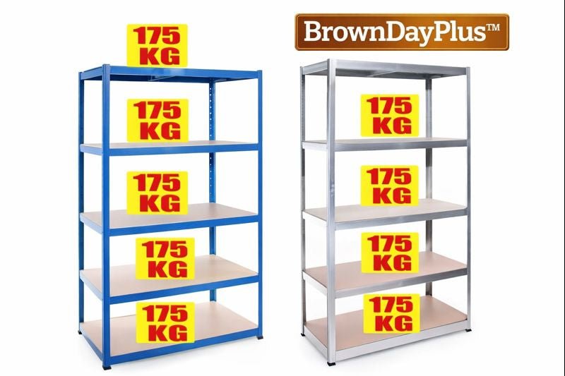 BrownDayPlus™ Scaffale Heavy Duty 5 Ripiani – Senza Bulloni, Acciaio - Brown's Hub Web