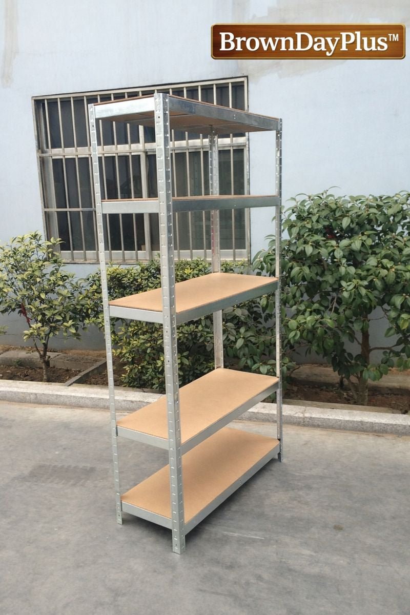 BrownDayPlus™ Scaffale Heavy Duty 5 Ripiani – Senza Bulloni, Acciaio - Brown's Hub Web