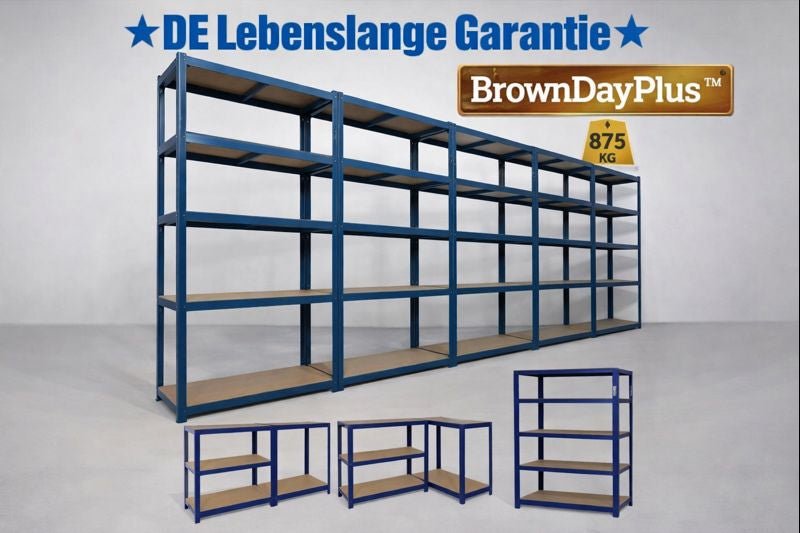 BrownDayPlus™ Scaffale Heavy Duty 5 Ripiani – Senza Bulloni, Acciaio - Brown's Hub Web