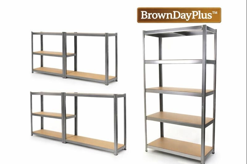 BrownDayPlus™ Scaffale Heavy Duty 5 Ripiani – Senza Bulloni, Acciaio - Brown's Hub Web