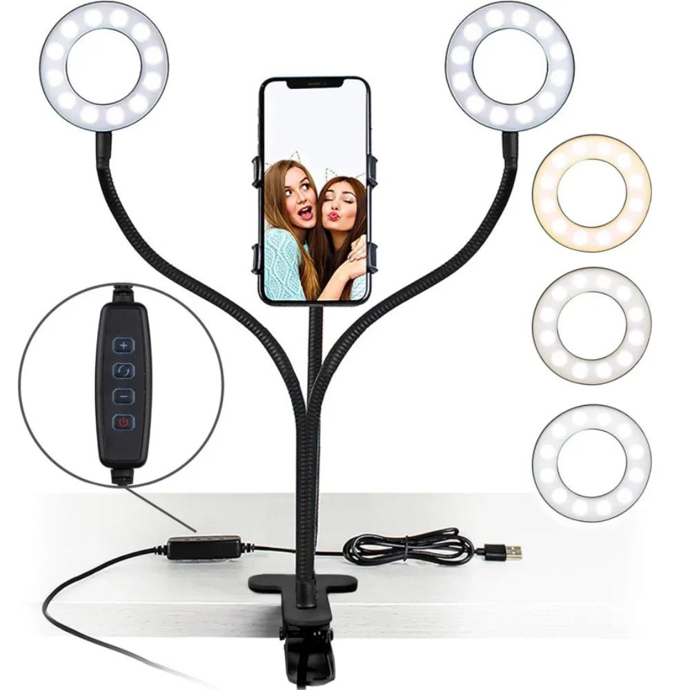 BrownDualLed™ Ring Light LED Doppio Anello Supporto Smartphone 📱 - Brown's Hub Web