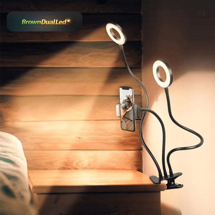 BrownDualLed™ Ring Light LED Doppio Anello Supporto Smartphone 📱 - Brown's Hub Web