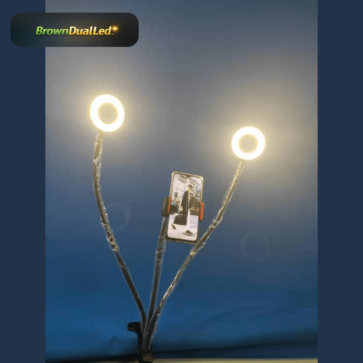 BrownDualLed™ Ring Light LED Doppio Anello Supporto Smartphone 📱 - Brown's Hub Web
