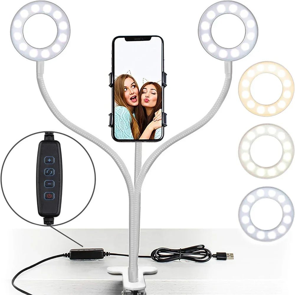 BrownDualLed™ Ring Light LED Doppio Anello Supporto Smartphone 📱 - Brown's Hub Web