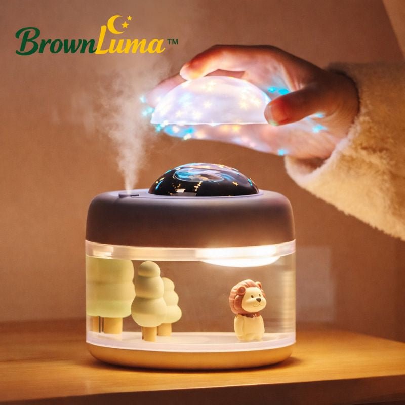 BrownLuma™ – Umidificatore Wireless con Proiezione Cielo Stellato & Luce Notturna - Brown's Hub Web