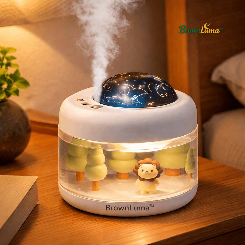 BrownLuma™ – Umidificatore Wireless con Proiezione Cielo Stellato & Luce Notturna - Brown's Hub Web