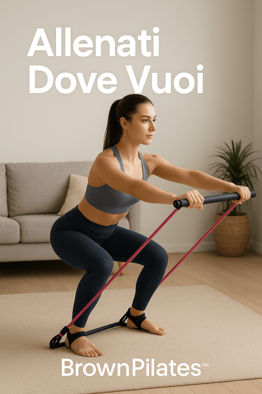 BrownPilates™ Barra Pilates Portatile Regolabile con Elastici - Brown's Hub Web