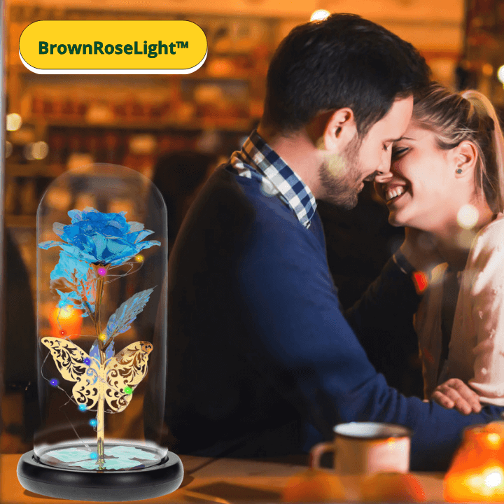 BrownRoseLight™ - Lampada Rosa Galassia con Farfalle – Rosa Artificiale con LED Multicolor sotto Campana in Vetro - Brown's Hub Web