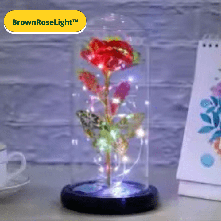 BrownRoseLight™ - Lampada Rosa Galassia con Farfalle – Rosa Artificiale con LED Multicolor sotto Campana in Vetro - Brown's Hub Web