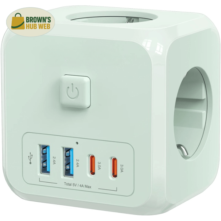Brown's Hub Web™ Cubo di alimentazione 7-in-1 EU con 3 prese AC e 4 porte USB