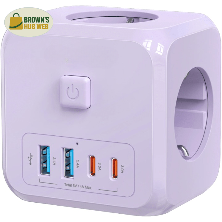 Brown's Hub Web™ Cubo di alimentazione 7-in-1 EU con 3 prese AC e 4 porte USB
