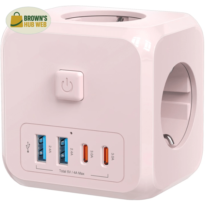 Brown's Hub Web™ Cubo di alimentazione 7-in-1 EU con 3 prese AC e 4 porte USB