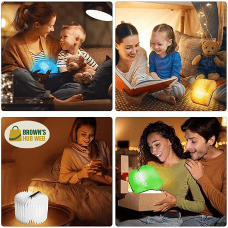 Brown's Hub Web™ Lampada Libro Notturna LED – Elegante Design in Legno 3D